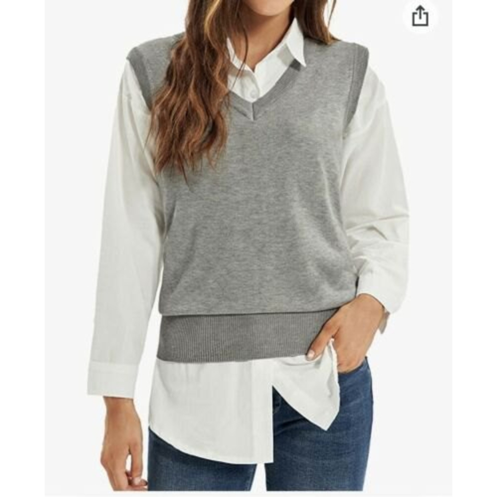 GRACE KARIN Women Classic V-Neck Sleeveless Pullover Knit Sweater Vest Tops xl